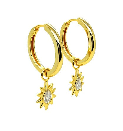 1.10 DEW Moissanite Earring in 925 Yellow Gold Plated