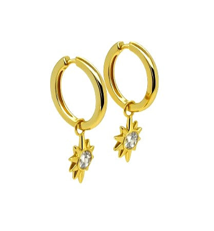 1.30 DEW Moissanite Earring in 925 Yellow Gold Plated