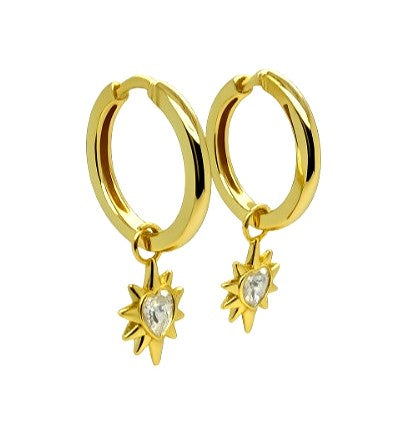 1.30 DEW Moissanite Earring in 925 Yellow Gold Plated