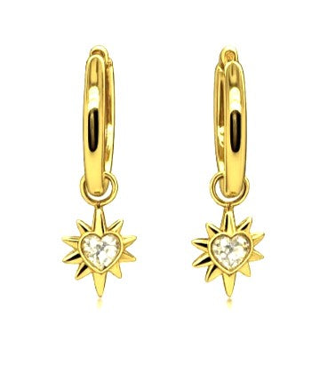 1.30 DEW Moissanite Earring in 925 Yellow Gold Plated
