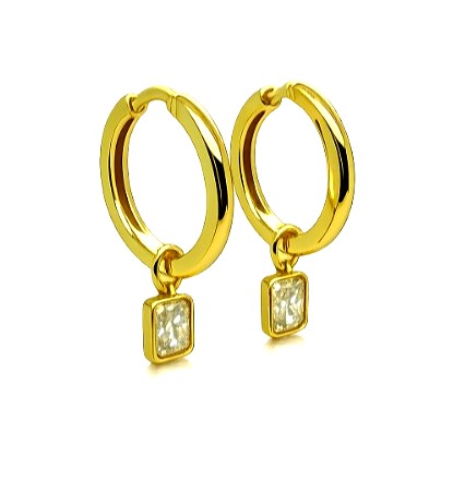 2.30 DEW Moissanite Earring in 925 Yellow Gold Plated