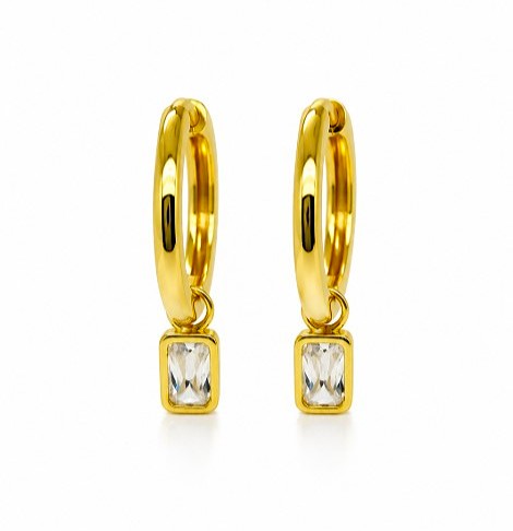 2.30 DEW Moissanite Earring in 925 Yellow Gold Plated