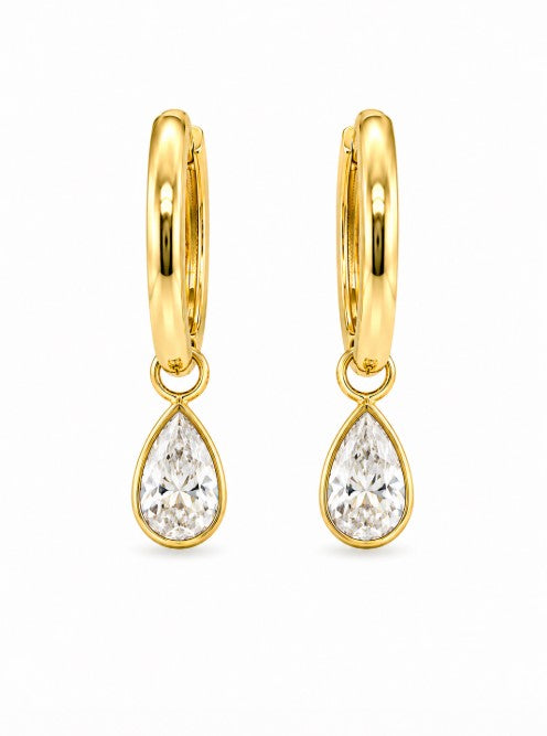 1.70 DEW Moissanite Earring in 925 Yellow Gold Plated