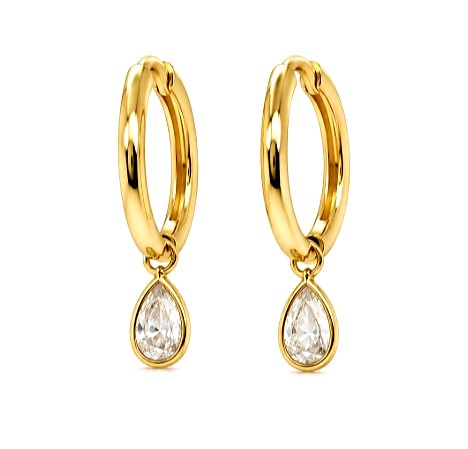 1.70 DEW Moissanite Earring in 925 Yellow Gold Plated