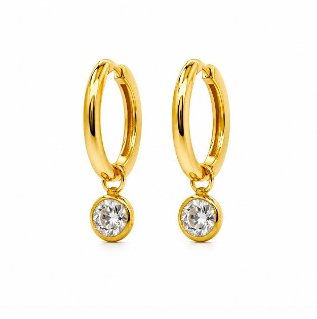 2.20 DEW Moissanite Earring in 925 Yellow Gold Plated