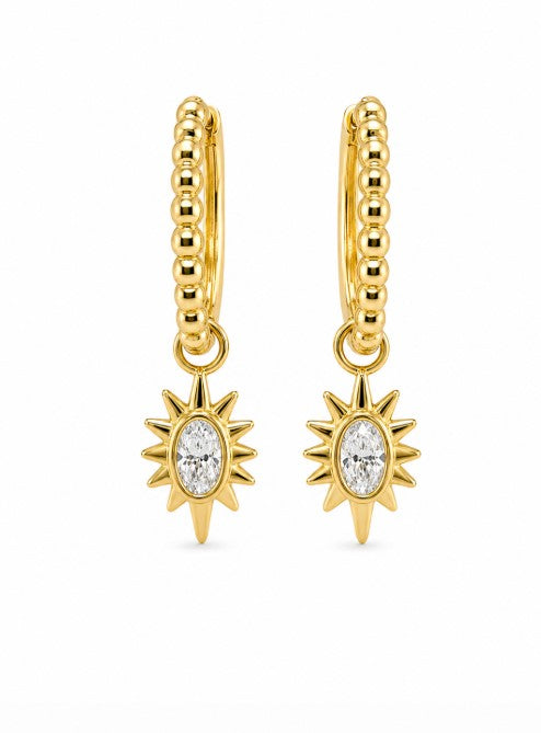 1.10 DEW Moissanite Earring in 925 Yellow Gold Plated
