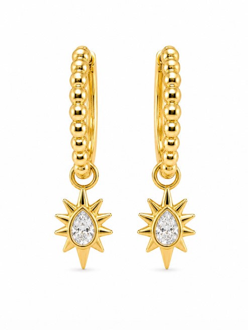 1.10 DEW Moissanite Earring in 925 Yellow Gold Plated