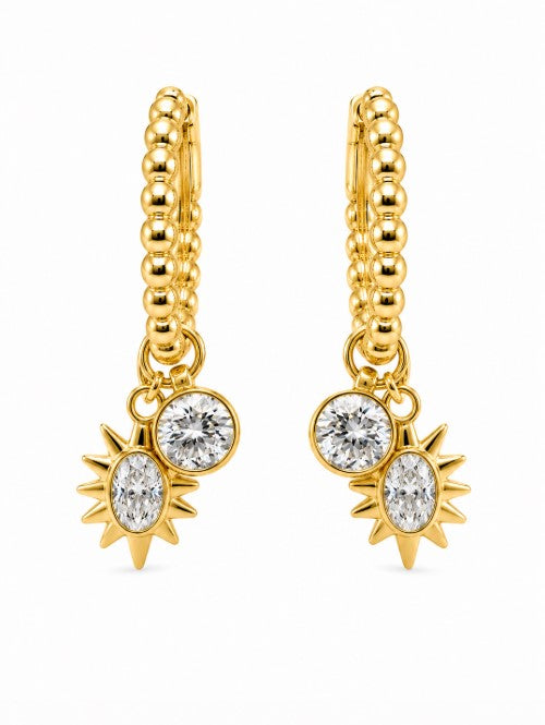 3.90 DEW Moissanite Earring in 925 Yellow Gold Plated