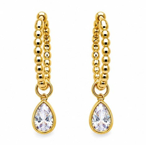 1.70 DEW Moissanite Earring in 925 Yellow Gold Plated
