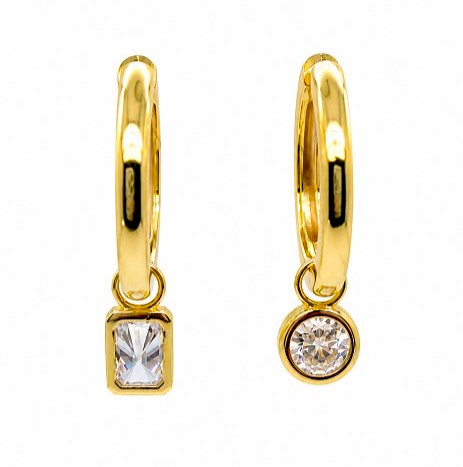 1.40 DEW Moissanite Earring in 925 Yellow Gold Plated