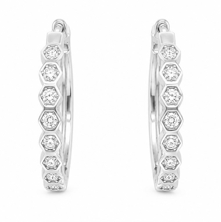 0.65 Ctw Lab Grown Diamond Hoop Earring in 925 Platinum Plated