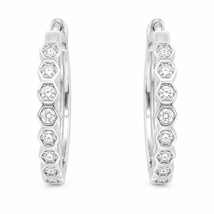 0.65 Ctw Lab Grown Diamond Hoop Earring in 925 Platinum Plated