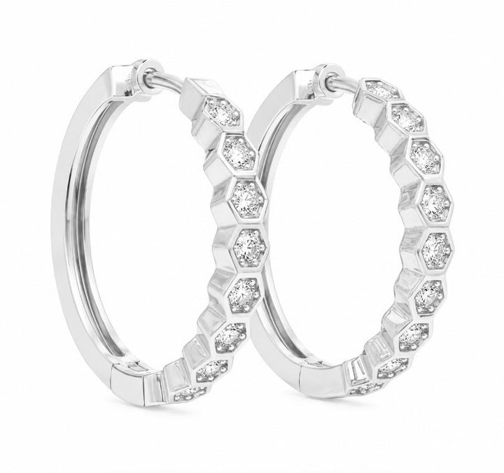 0.65 Ctw Lab Grown Diamond Hoop Earring in 925 Platinum Plated