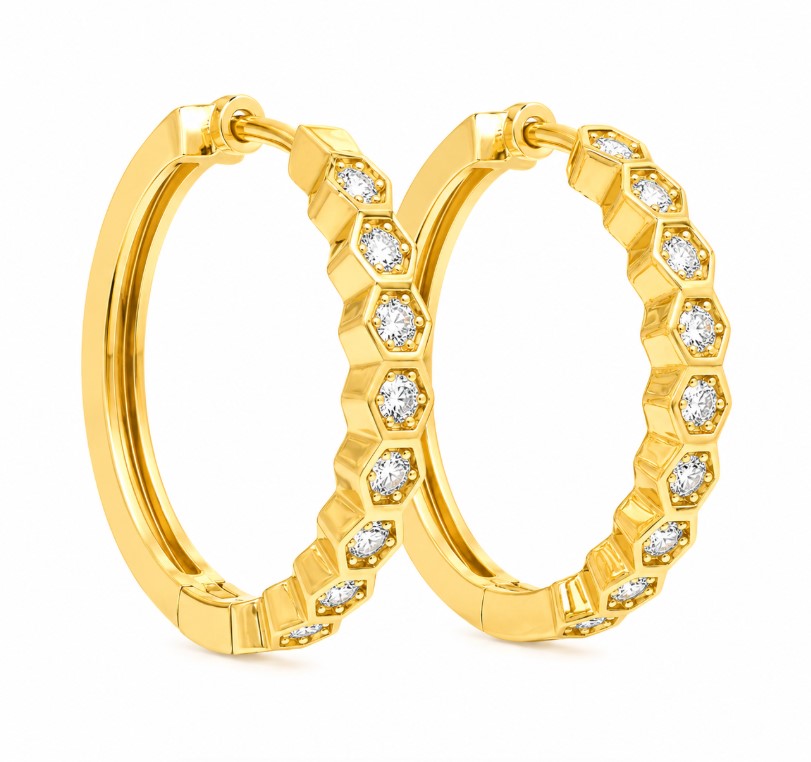 0.65 Ctw Lab Grown Diamond Hoop Earring in 925 Yellow Gold Plated