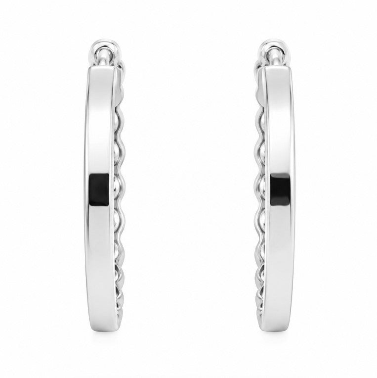 0.65 Ctw Lab Grown Diamond Hoop Earring in 925 Platinum Plated