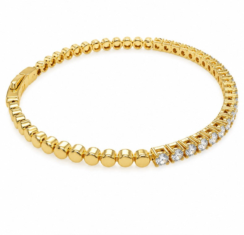 2.50 Ctw Lab Grown Diamond Flex Bangle in 925 Yellow Gold Plated