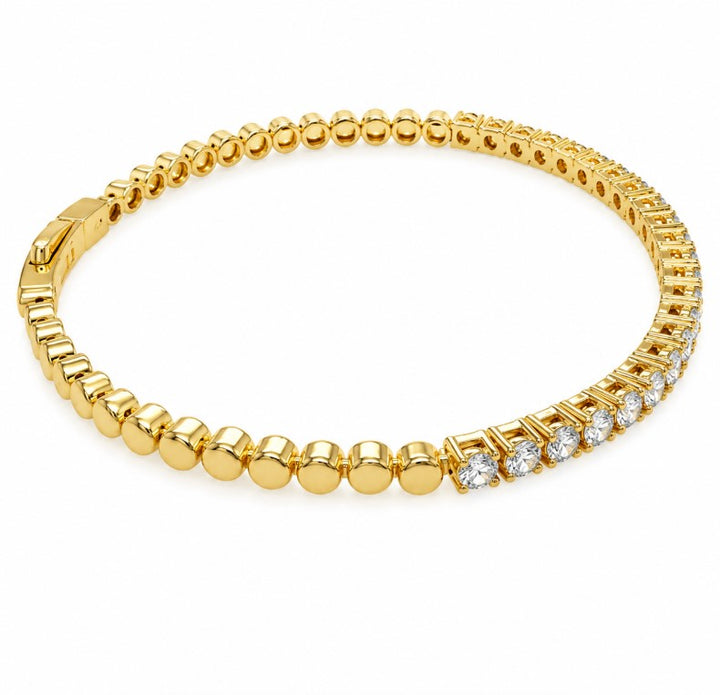 2.50 Ctw Lab Grown Diamond Flex Bangle in 925 Yellow Gold Plated