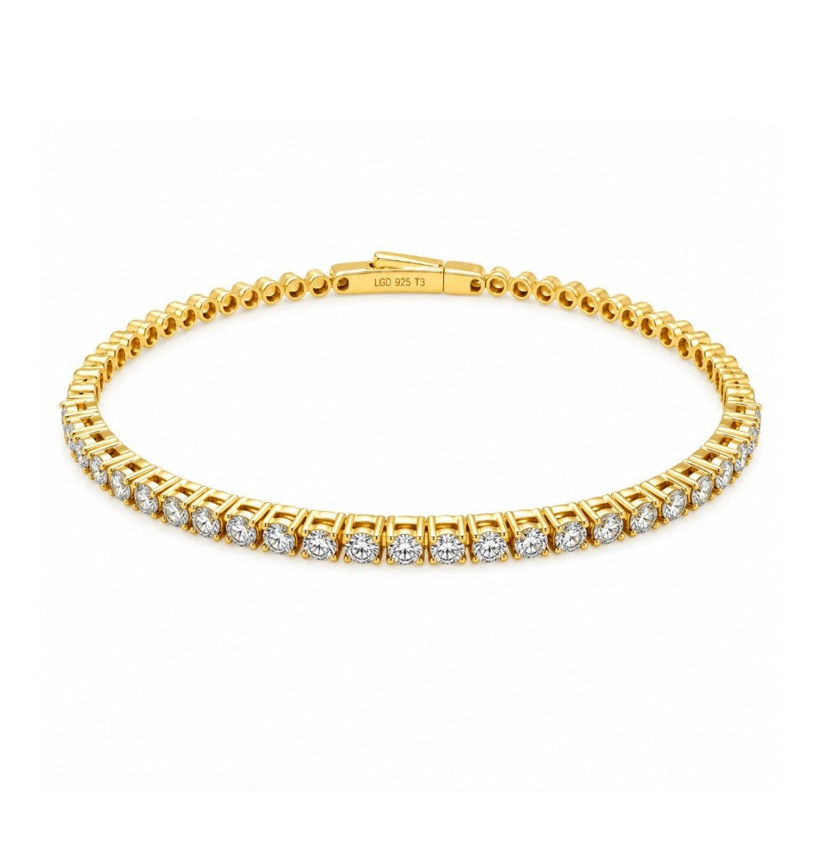 2.50 Ctw Lab Grown Diamond Flex Bangle in 925 Yellow Gold Plated