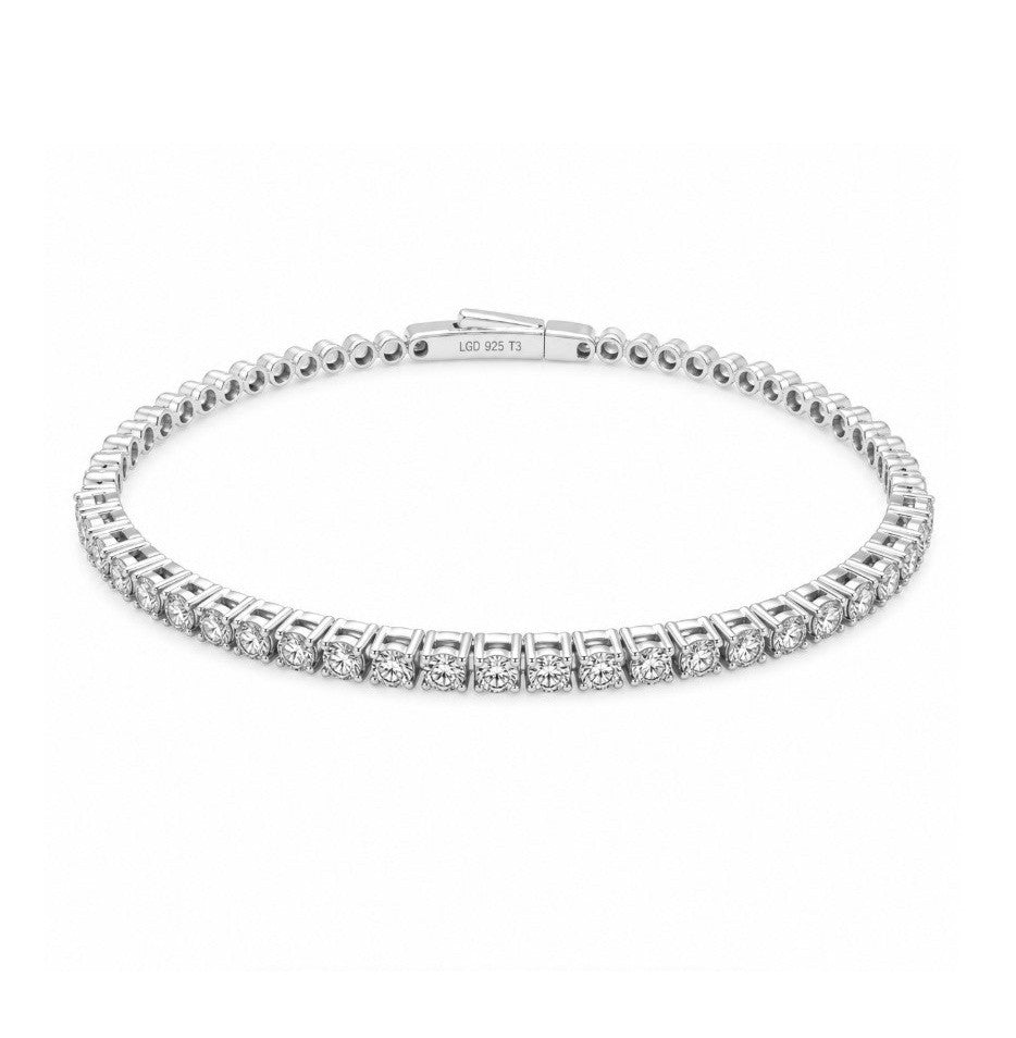 2.50 Ctw Lab Grown Diamond Flex Bangle in 925 Platinum Plated