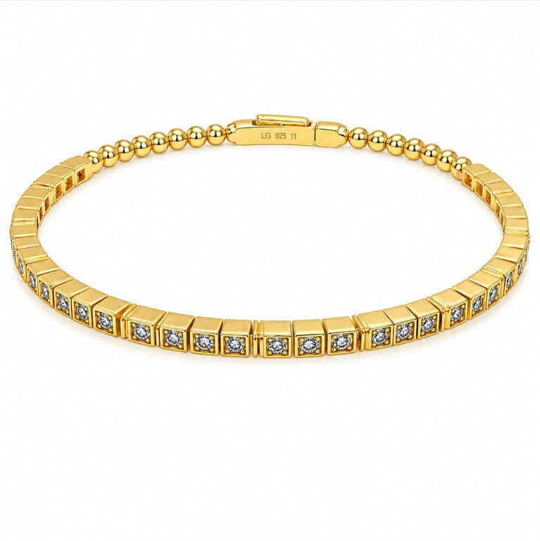 1.32 Ctw Lab Grown Diamond Flex Bangle in 925 Yellow Gold Plated