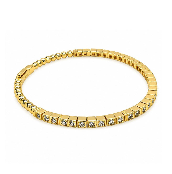 1.32 Ctw Lab Grown Diamond Flex Bangle in 925 Yellow Gold Plated
