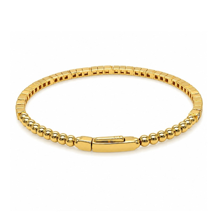 1.32 Ctw Lab Grown Diamond Flex Bangle in 925 Yellow Gold Plated