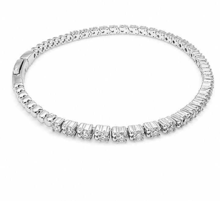 2.30 Ctw Lab Grown Diamond Flex Bangle in 925 Platinum Plated