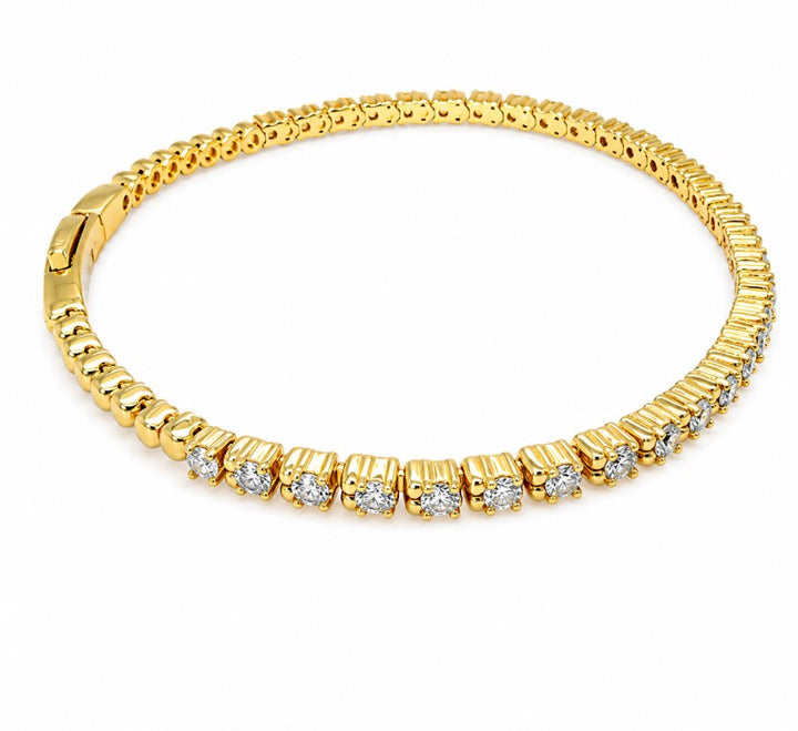 2.30 Ctw Lab Grown Diamond Flex Bangle in 925 Yellow Gold Plated