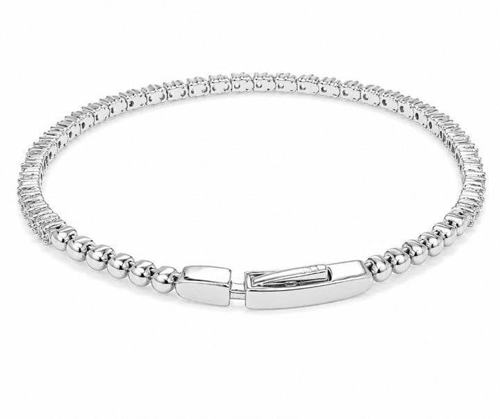 2.30 Ctw Lab Grown Diamond Flex Bangle in 925 Platinum Plated