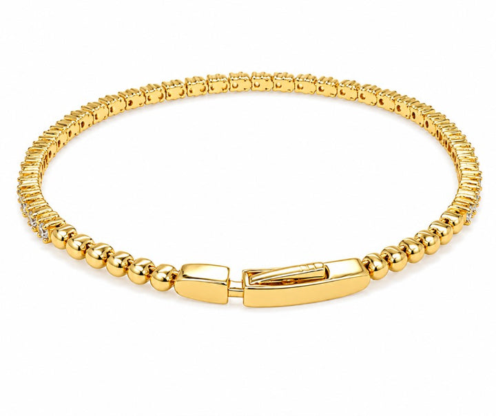 2.30 Ctw Lab Grown Diamond Flex Bangle in 925 Yellow Gold Plated