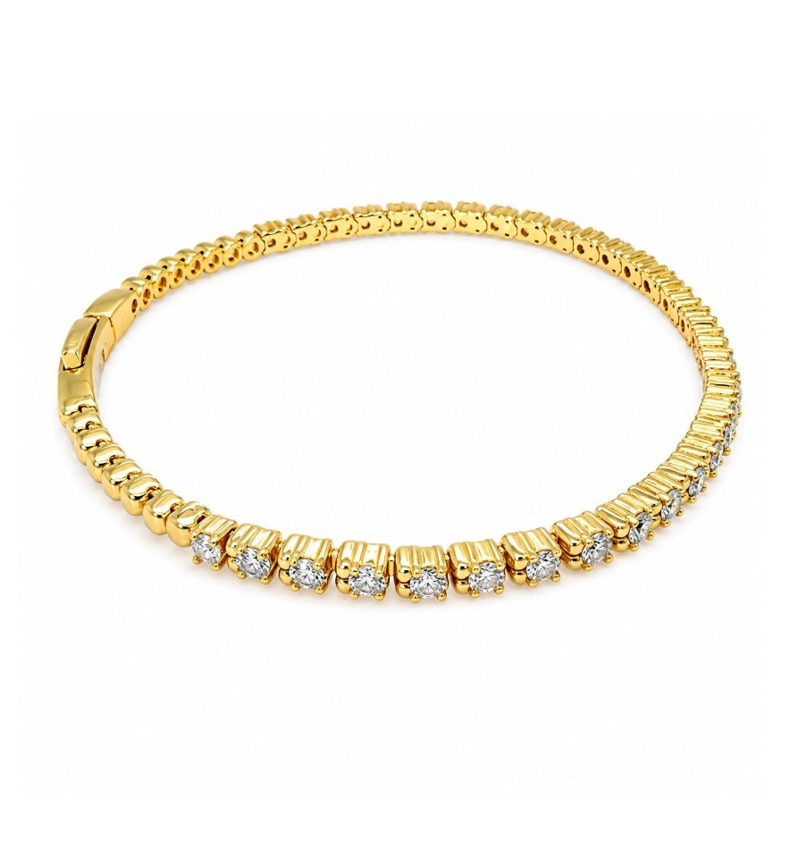 2.30 Ctw Lab Grown Diamond Flex Bangle in 925 Yellow Gold Plated