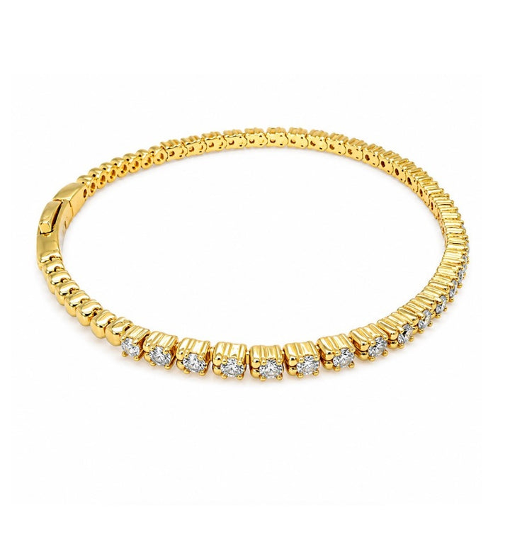 2.30 Ctw Lab Grown Diamond Flex Bangle in 925 Yellow Gold Plated