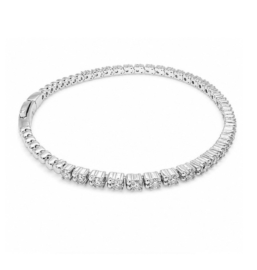 2.30 Ctw Lab Grown Diamond Flex Bangle in 925 Platinum Plated