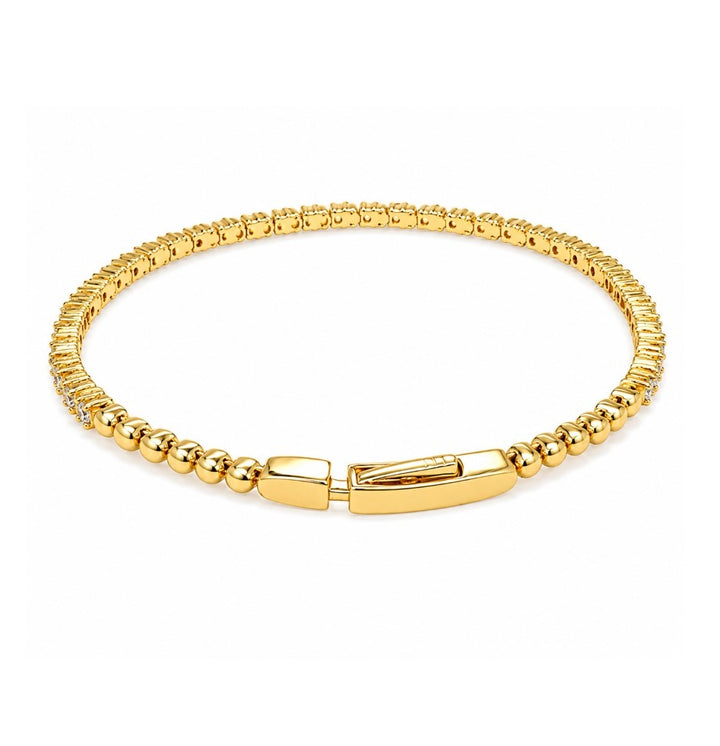 2.30 Ctw Lab Grown Diamond Flex Bangle in 925 Yellow Gold Plated