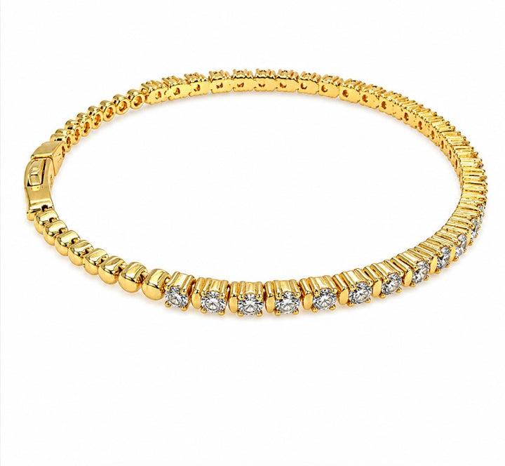 2.30 Ctw Lab Grown Diamond Flex Bangle in 925 Yellow Gold Plated