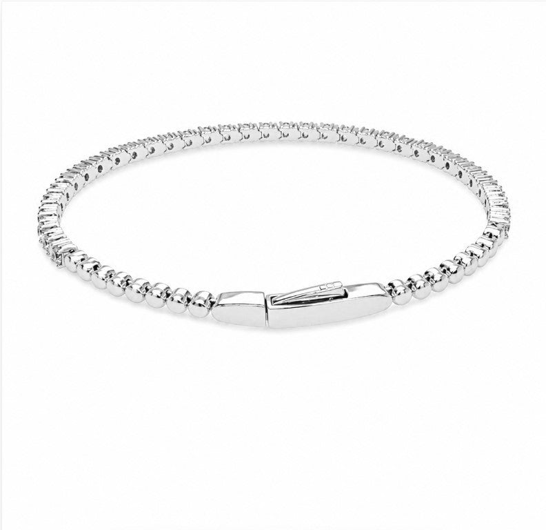 2.30 Ctw Lab Grown Diamond Flex Bangle in 925 Platinum Plated
