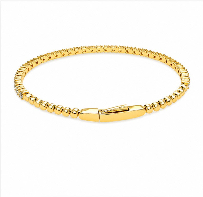2.30 Ctw Lab Grown Diamond Flex Bangle in 925 Yellow Gold Plated