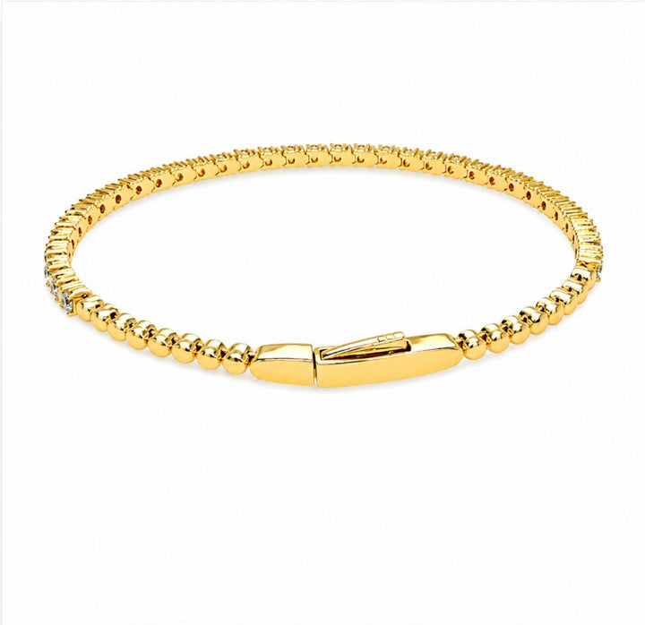 2.30 Ctw Lab Grown Diamond Flex Bangle in 925 Yellow Gold Plated