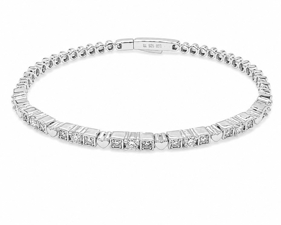 1.21 Ctw Lab Grown Diamond Flex Bangle in 925 Platinum Plated