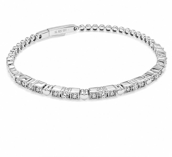 1.21 Ctw Lab Grown Diamond Flex Bangle in 925 Platinum Plated