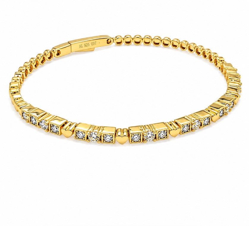 1.21 Ctw Lab Grown Diamond Flex Bangle in 925 Yellow Gold Plated