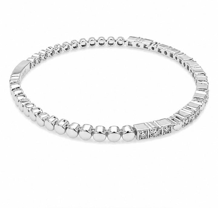 1.21 Ctw Lab Grown Diamond Flex Bangle in 925 Platinum Plated