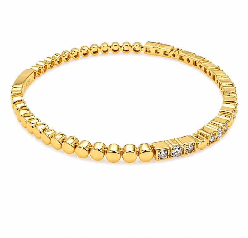 1.21 Ctw Lab Grown Diamond Flex Bangle in 925 Yellow Gold Plated