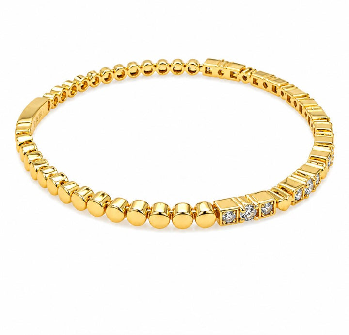1.21 Ctw Lab Grown Diamond Flex Bangle in 925 Yellow Gold Plated