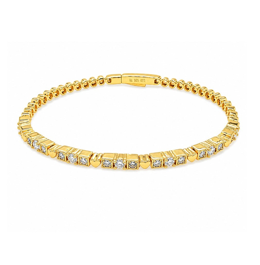 1.21 Ctw Lab Grown Diamond Flex Bangle in 925 Yellow Gold Plated