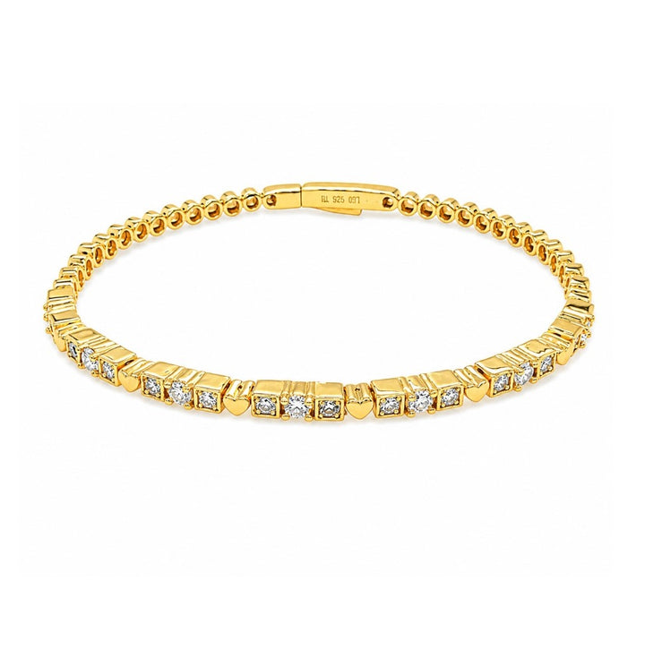 1.21 Ctw Lab Grown Diamond Flex Bangle in 925 Yellow Gold Plated