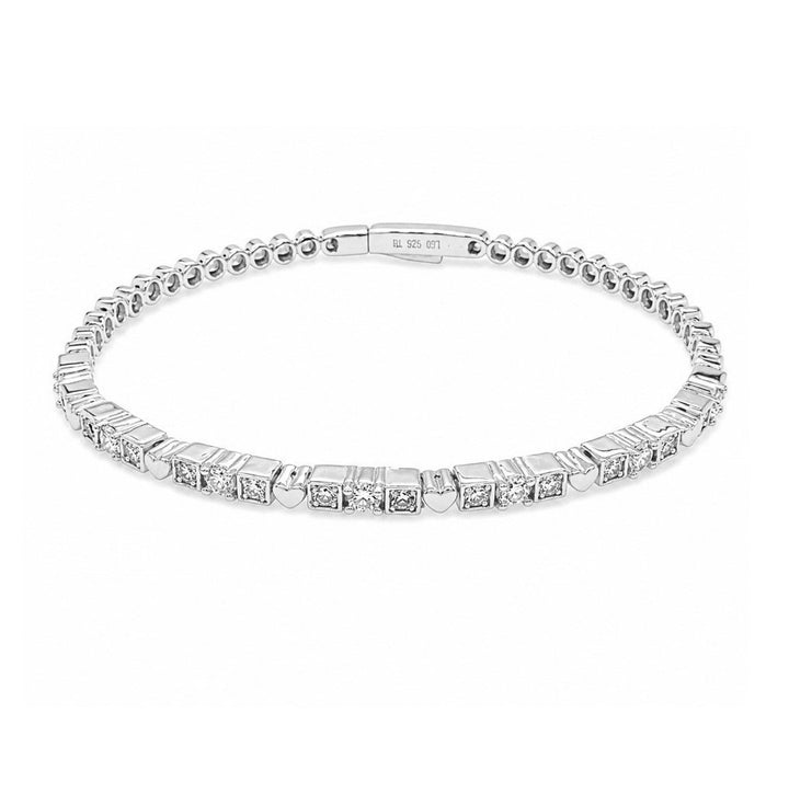 1.21 Ctw Lab Grown Diamond Flex Bangle in 925 Platinum Plated