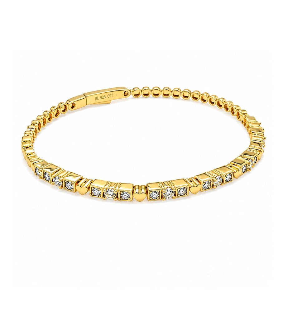 1.21 Ctw Lab Grown Diamond Flex Bangle in 925 Yellow Gold Plated