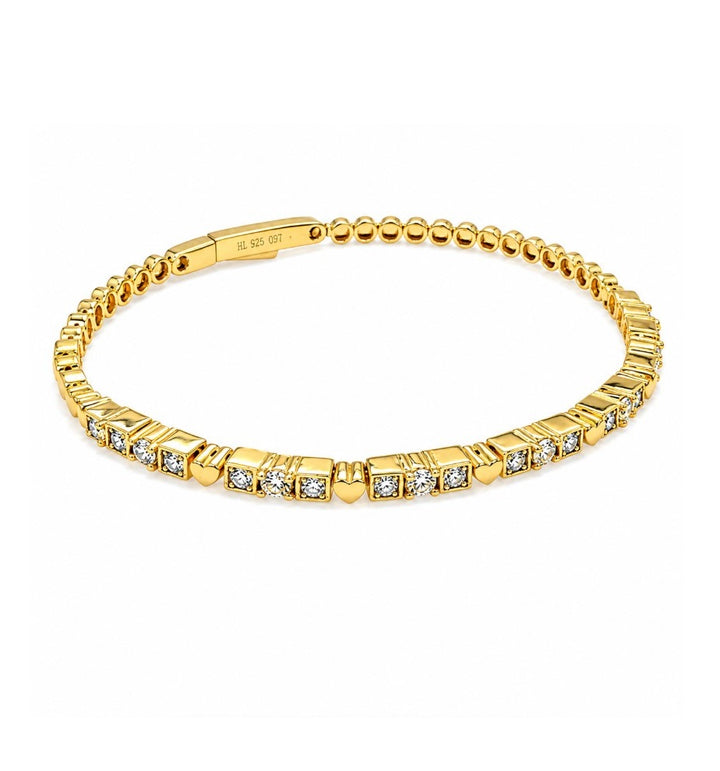 1.21 Ctw Lab Grown Diamond Flex Bangle in 925 Yellow Gold Plated