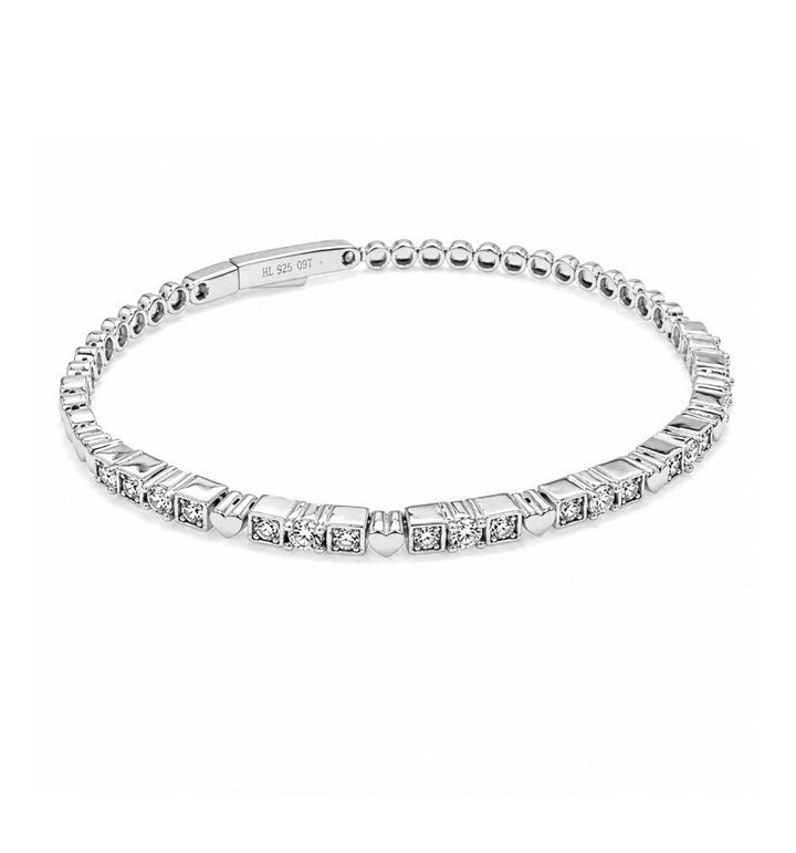 1.21 Ctw Lab Grown Diamond Flex Bangle in 925 Platinum Plated